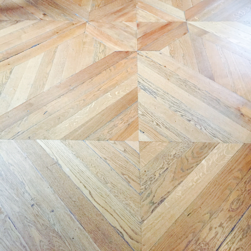 Diamond pattern hardwood flooring at the Louvre