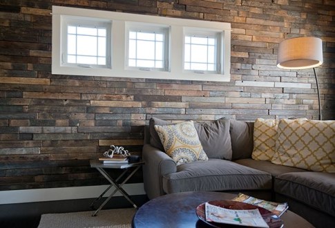 Wood look tile feature wall