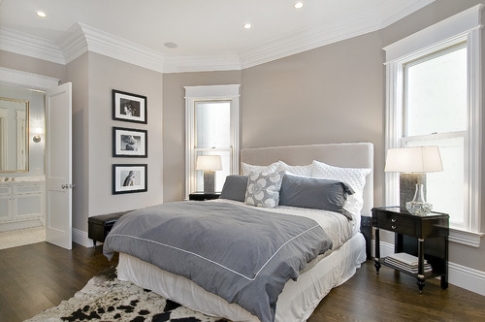 Taupe traditional bedroom